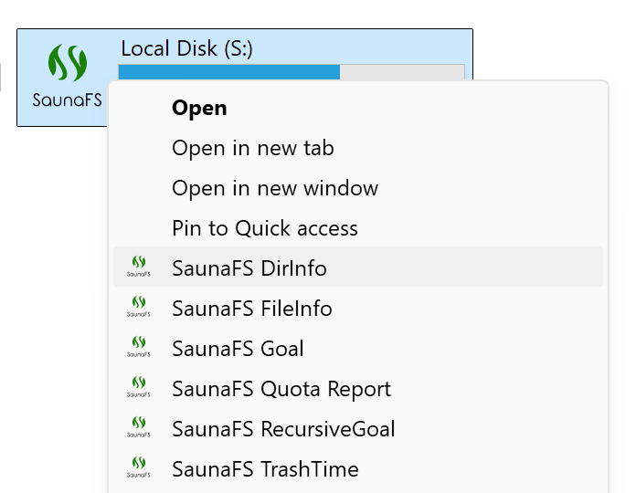 Right Click Drive Directory Info